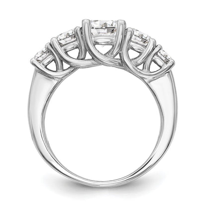 14K White Gold 5 Stone Simulated Diamond Engagement Ring