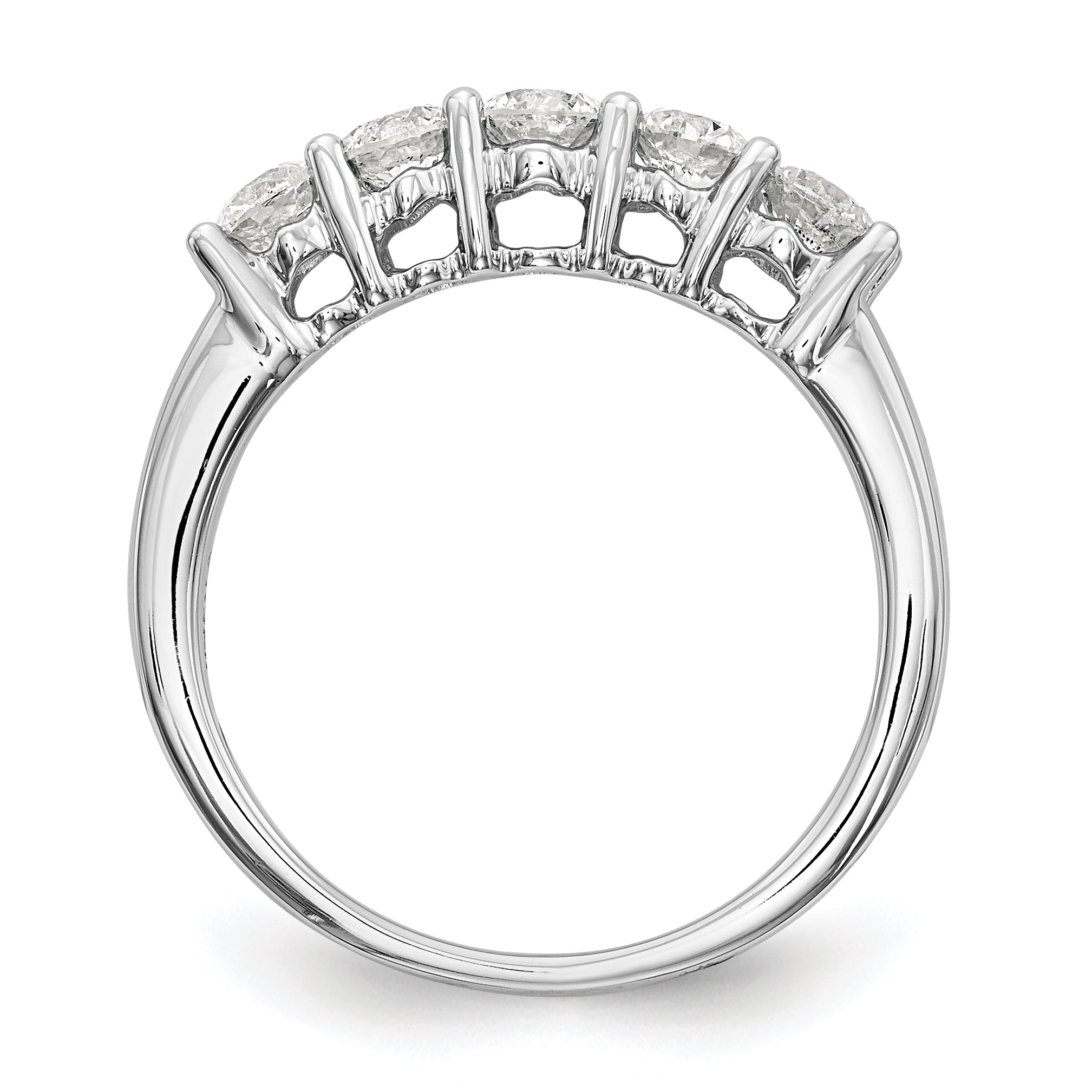 14K White Gold 5 Stone 7/8 Carat Diamond Complete Wedding Band