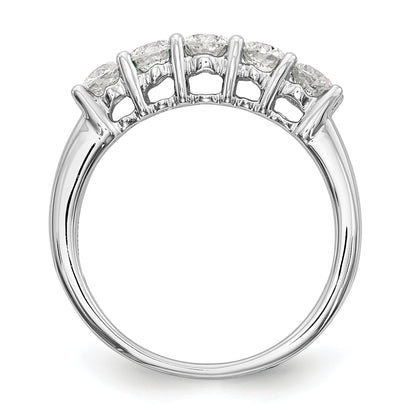 14K White Gold 5 Stone 7/8 Carat Diamond Complete Wedding Band