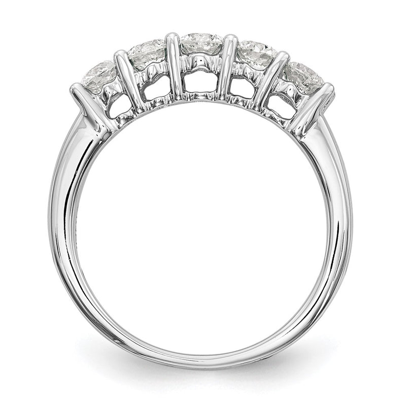 14K White Gold 5 Stone 7/8 Carat Diamond Complete Wedding Band