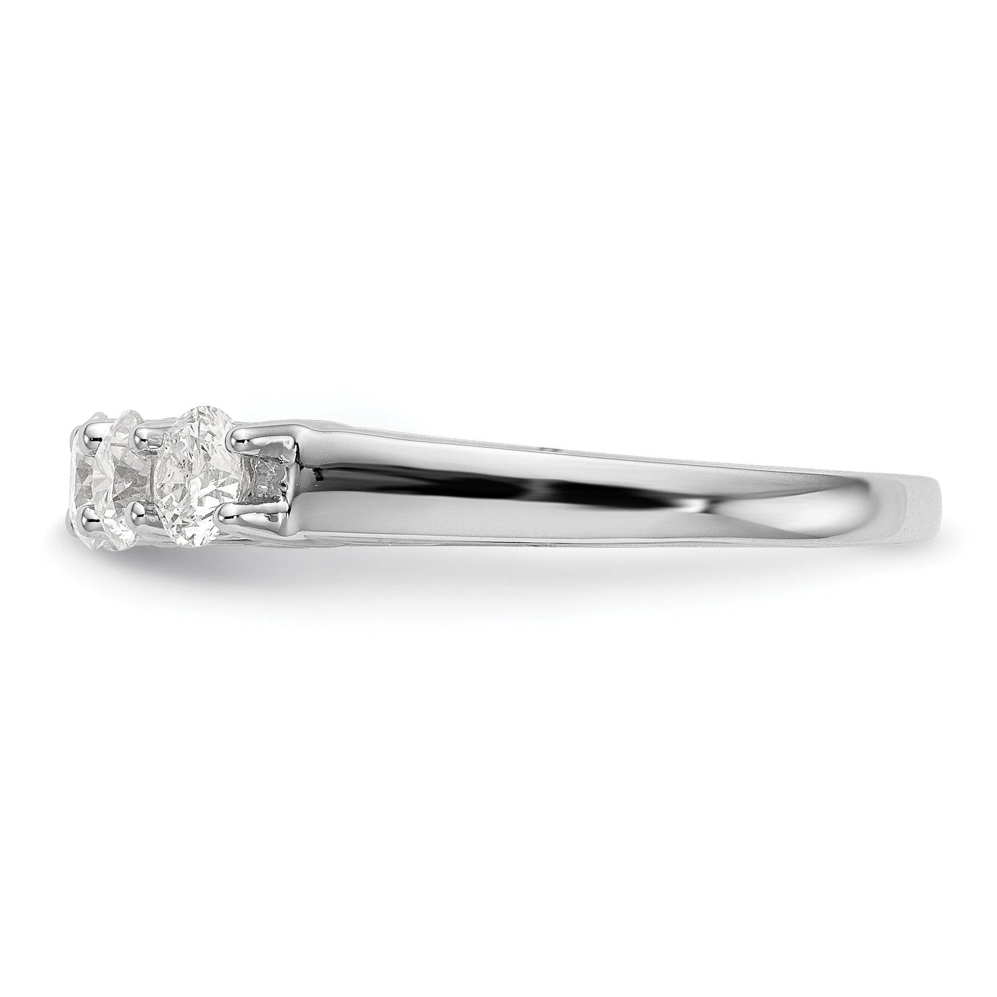 14K White Gold 5 Stone 7/8 Carat Diamond Complete Wedding Band