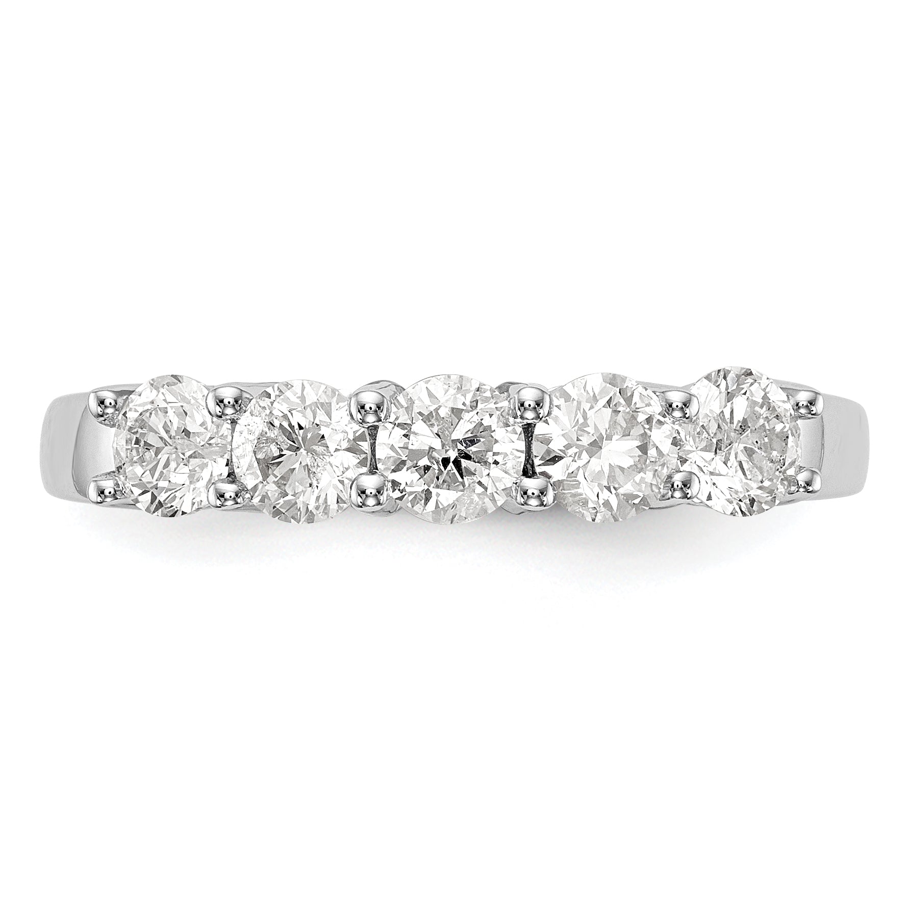 14K White Gold 5 Stone 7/8 Carat Diamond Complete Wedding Band