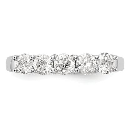 14K White Gold 5 Stone 7/8 Carat Diamond Complete Wedding Band
