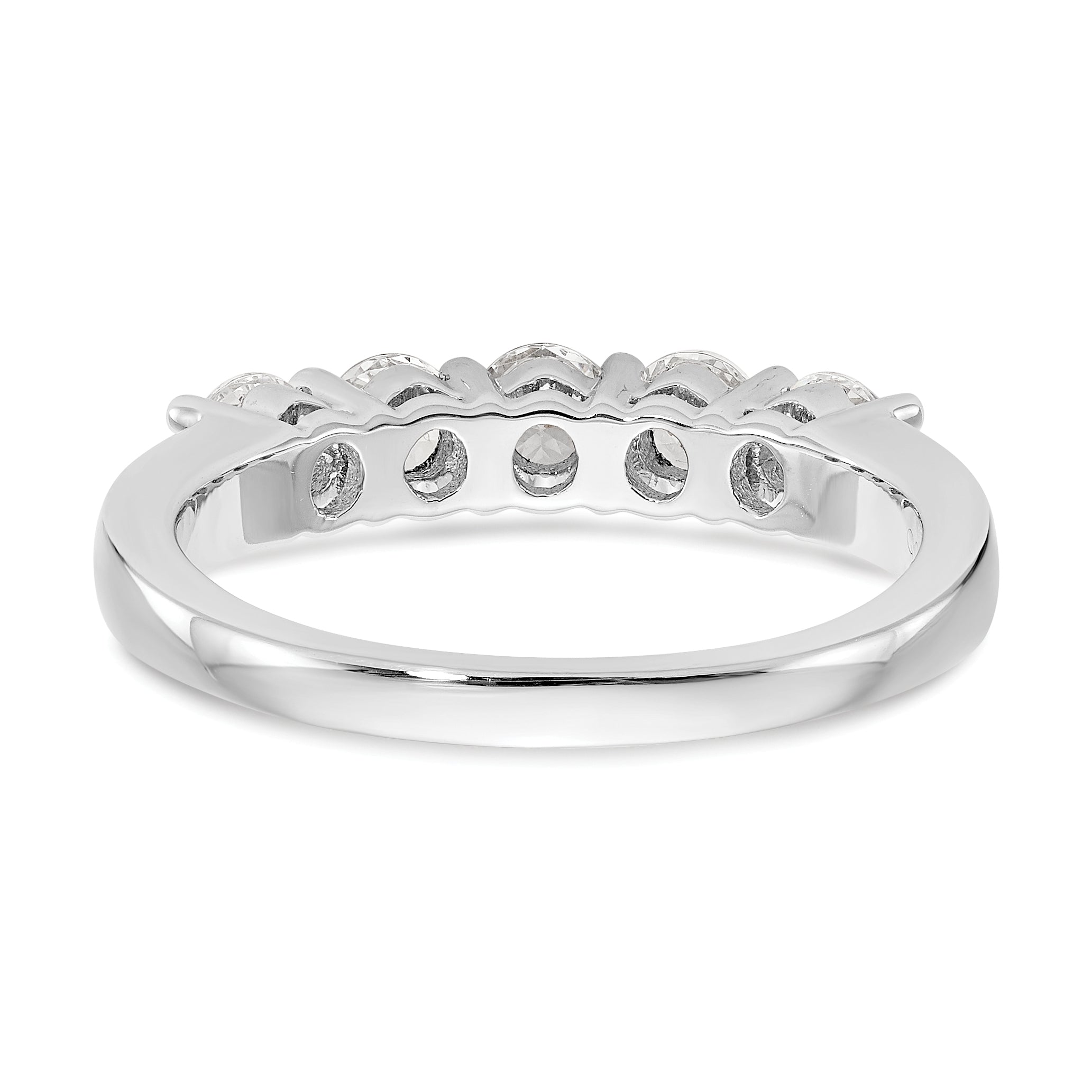 14K White Gold 5 Stone 7/8 Carat Diamond Complete Wedding Band