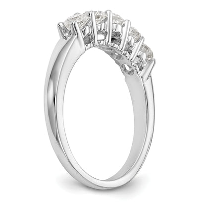 14K White Gold 5 Stone 7/8 Carat Diamond Complete Wedding Band