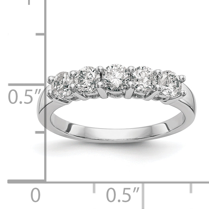 14K White Gold 5 Stone 7/8 Carat Diamond Complete Wedding Band