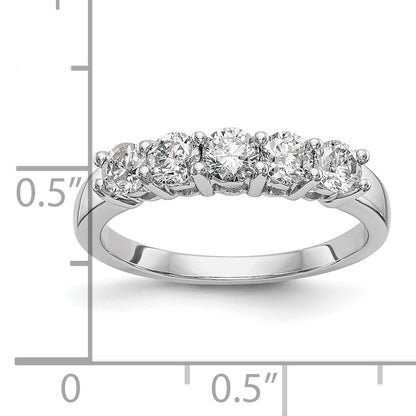 14K White Gold 5 Stone 7/8 Carat Diamond Complete Wedding Band