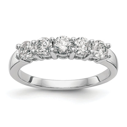 14K White Gold 5 Stone 7/8 Carat Diamond Complete Wedding Band