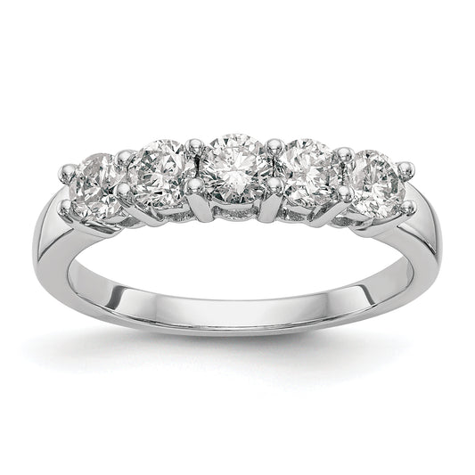14K White Gold 5 Stone 7/8 Carat Diamond Complete Wedding Band