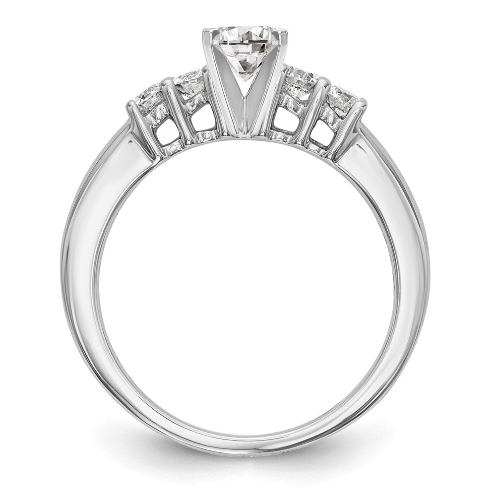 14K White Gold 5 Stone Diamond Peg Set Engagement Ring