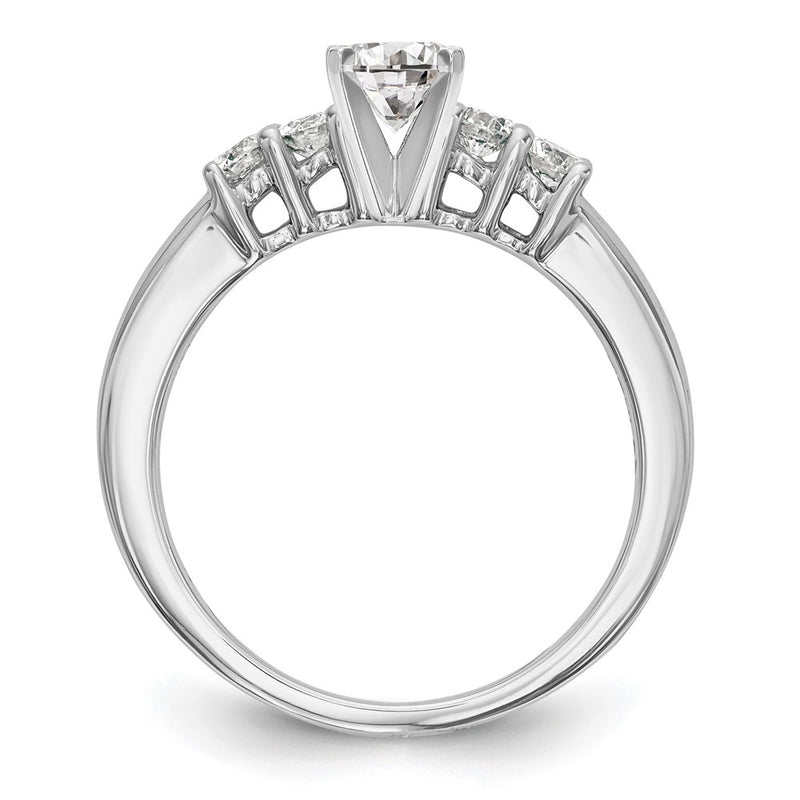 14K White Gold 5 Stone Diamond Peg Set Engagement Ring