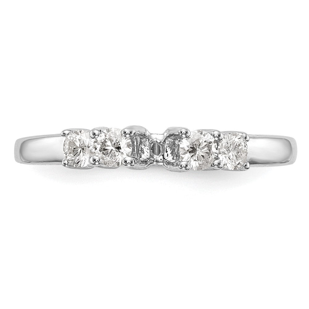 14K White Gold 5 Stone Diamond Peg Set Engagement Ring