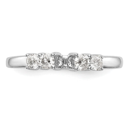 14K White Gold 5 Stone Diamond Peg Set Engagement Ring