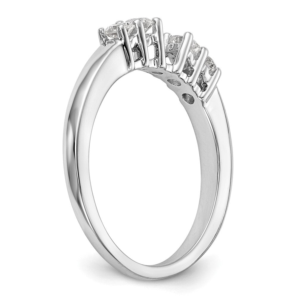 14K White Gold 5 Stone Diamond Peg Set Engagement Ring