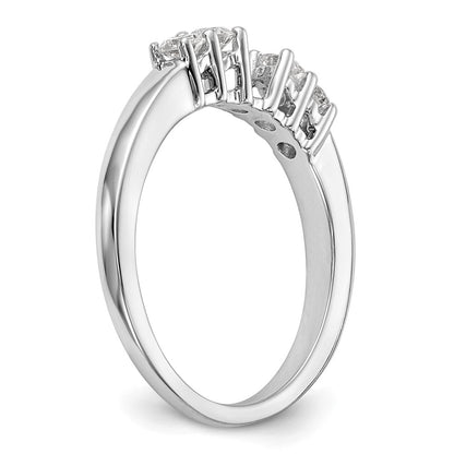 14K White Gold 5 Stone Diamond Peg Set Engagement Ring