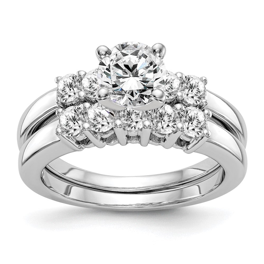14K White Gold 5 Stone Diamond Peg Set Engagement Ring