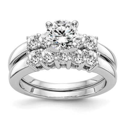 14K White Gold 5 Stone Diamond Peg Set Engagement Ring