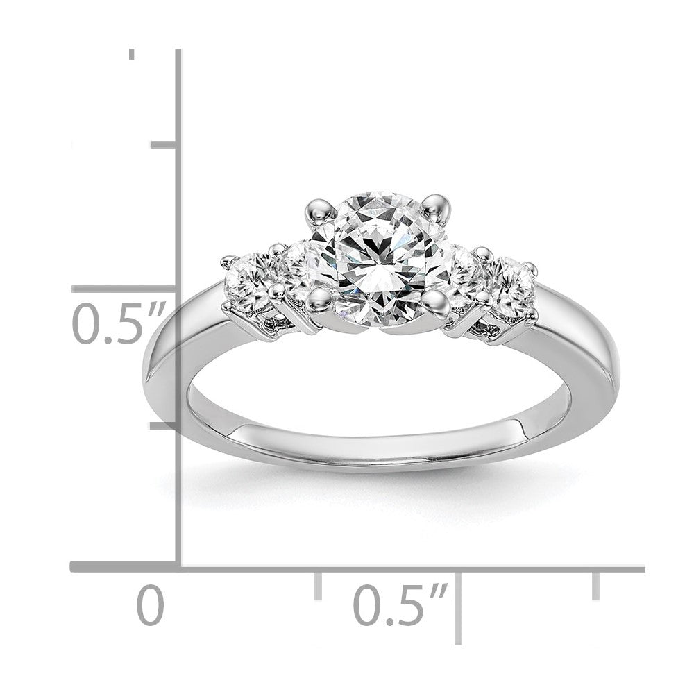 14K White Gold 5 Stone Diamond Peg Set Engagement Ring