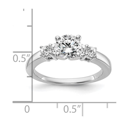 14K White Gold 5 Stone Diamond Peg Set Engagement Ring