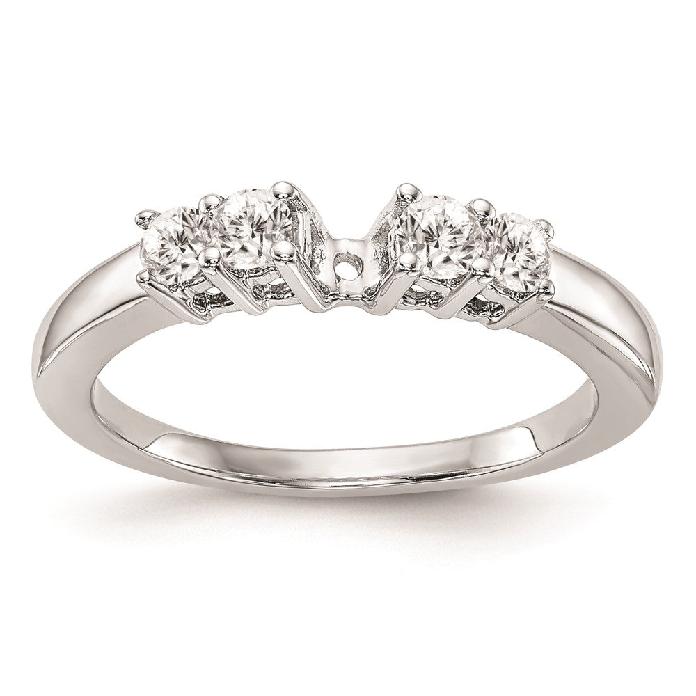 14K White Gold 5 Stone Diamond Peg Set Engagement Ring