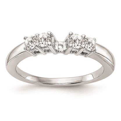 14K White Gold 5 Stone Diamond Peg Set Engagement Ring