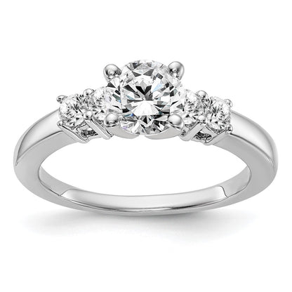 14K White Gold 5 Stone Diamond Peg Set Engagement Ring