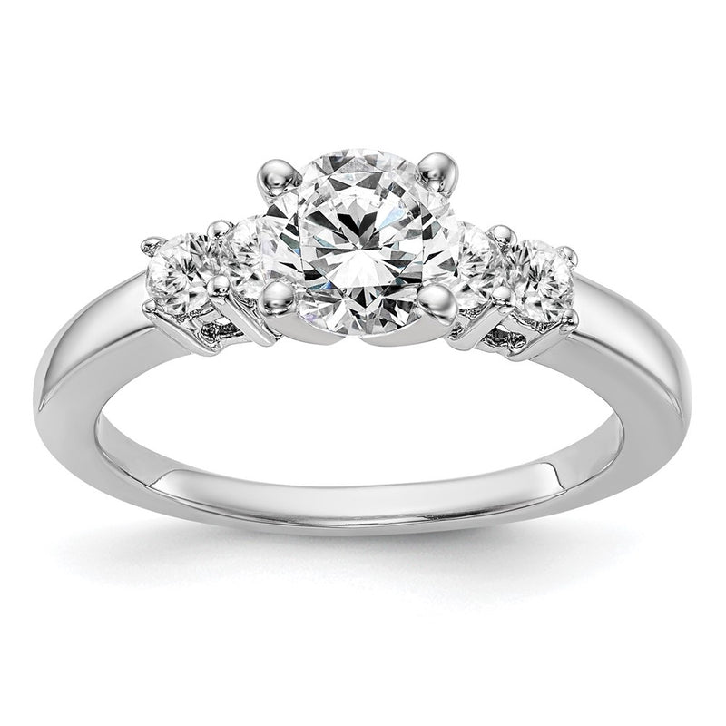 14K White Gold 5 Stone Diamond Peg Set Engagement Ring