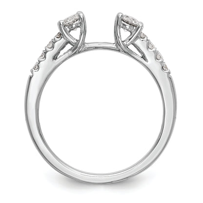 14K White Gold 3 Stone Plus Peg Set Center Diamond Semi Mount Engagement Ring