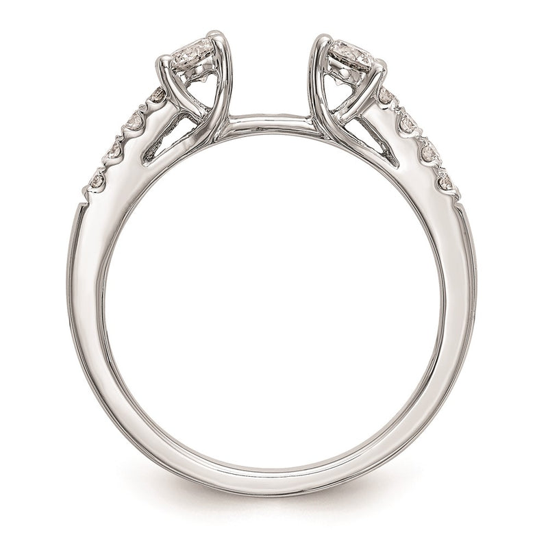 14K White Gold 3 Stone Plus Peg Set Center Diamond Semi Mount Engagement Ring