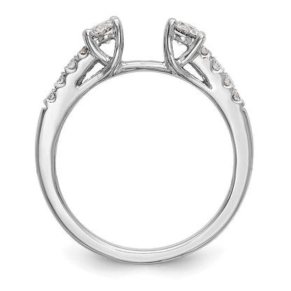 14K White Gold 3-Stone Diamond Peg Set Semi-Mount Engagement Ring
