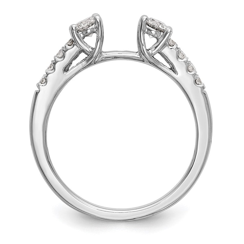 14K White Gold 3-Stone Diamond Peg Set Semi-Mount Engagement Ring