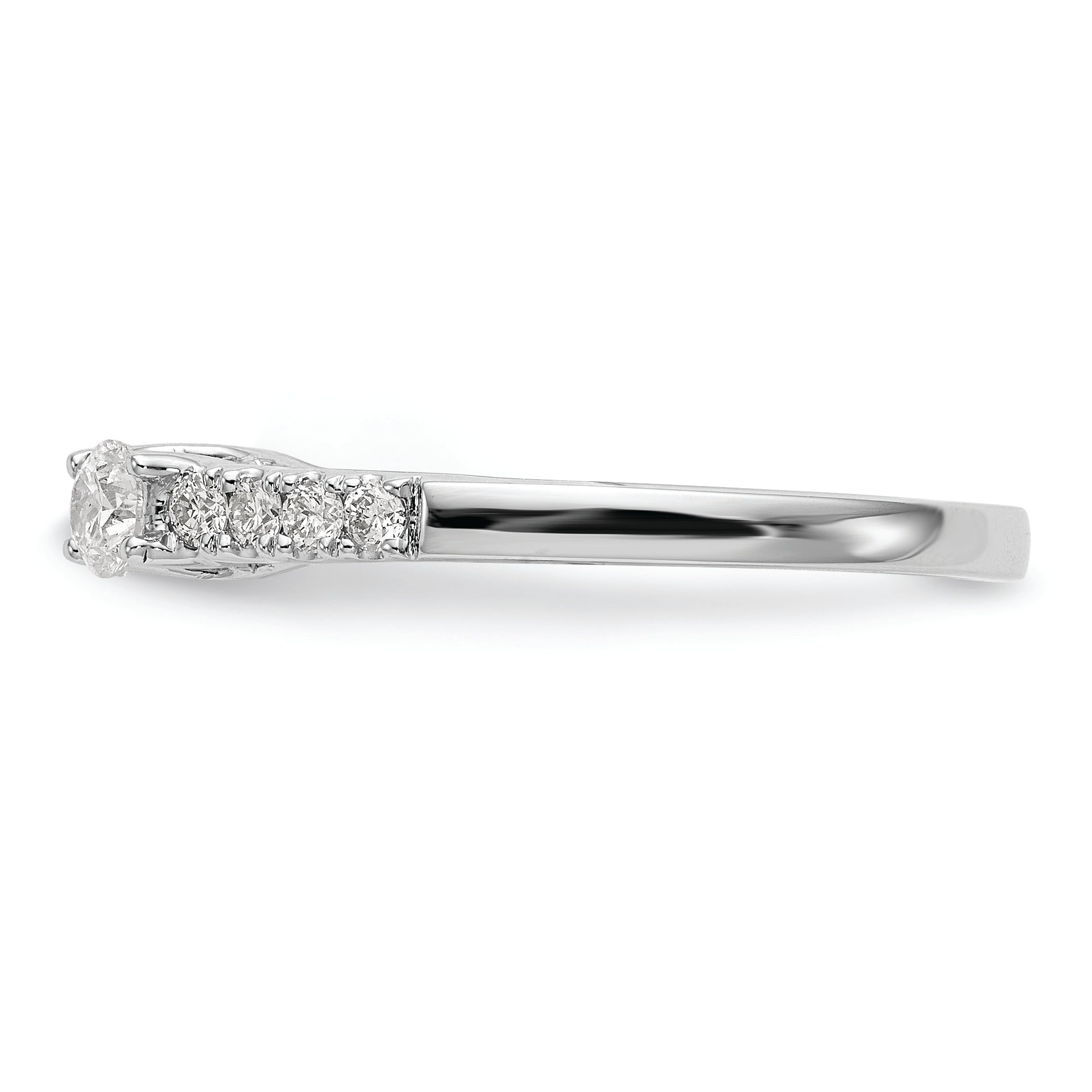 14K White Gold 3 Stone Plus Peg Set Center Diamond Semi Mount Engagement Ring