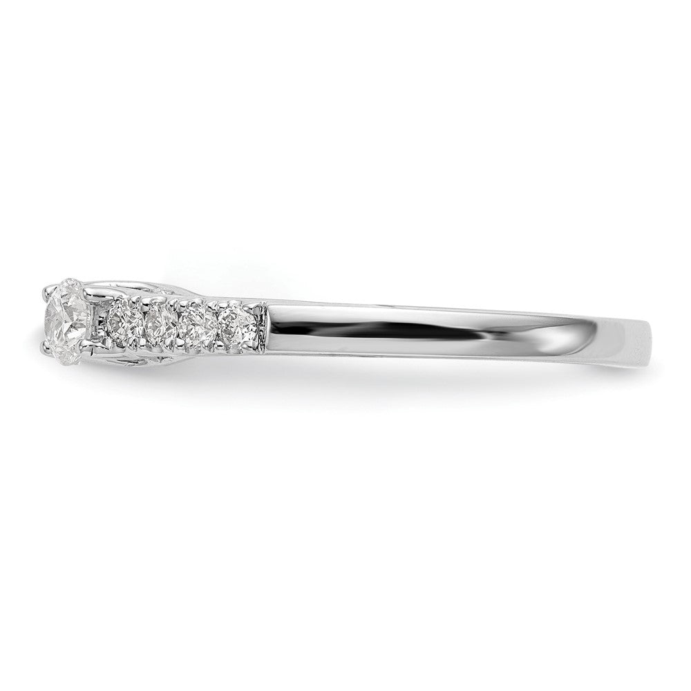 14K White Gold 3-Stone Diamond Peg Set Semi-Mount Engagement Ring