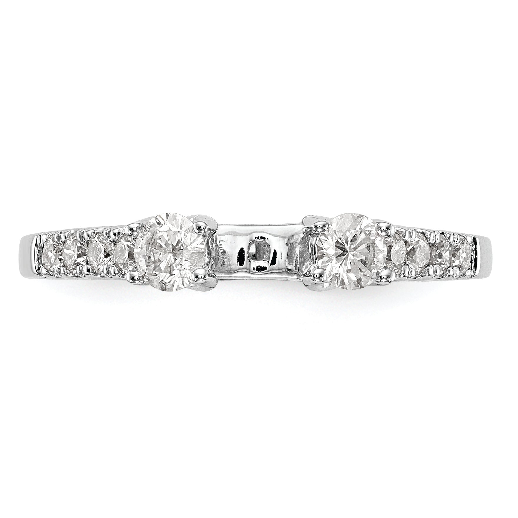 14K White Gold 3 Stone Plus Peg Set Center Diamond Semi Mount Engagement Ring