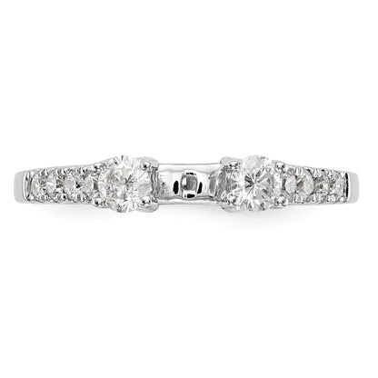 14K White Gold 3 Stone Plus Peg Set Center Diamond Semi Mount Engagement Ring