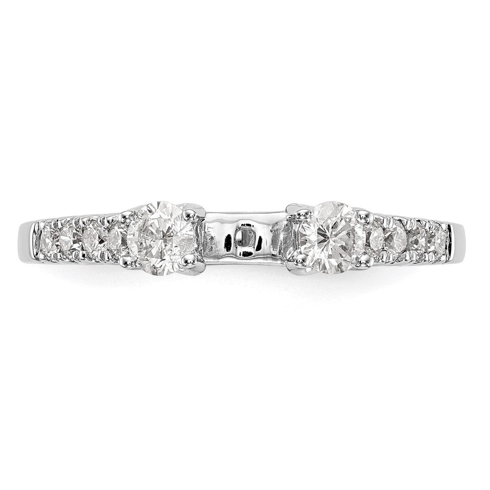 14K White Gold 3-Stone Diamond Peg Set Semi-Mount Engagement Ring