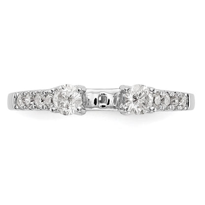 14K White Gold 3-Stone Diamond Peg Set Semi-Mount Engagement Ring