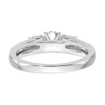 14K White Gold 3 Stone Plus Peg Set Center Diamond Semi Mount Engagement Ring