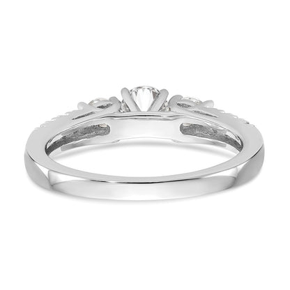 14K White Gold 3-Stone Diamond Peg Set Semi-Mount Engagement Ring
