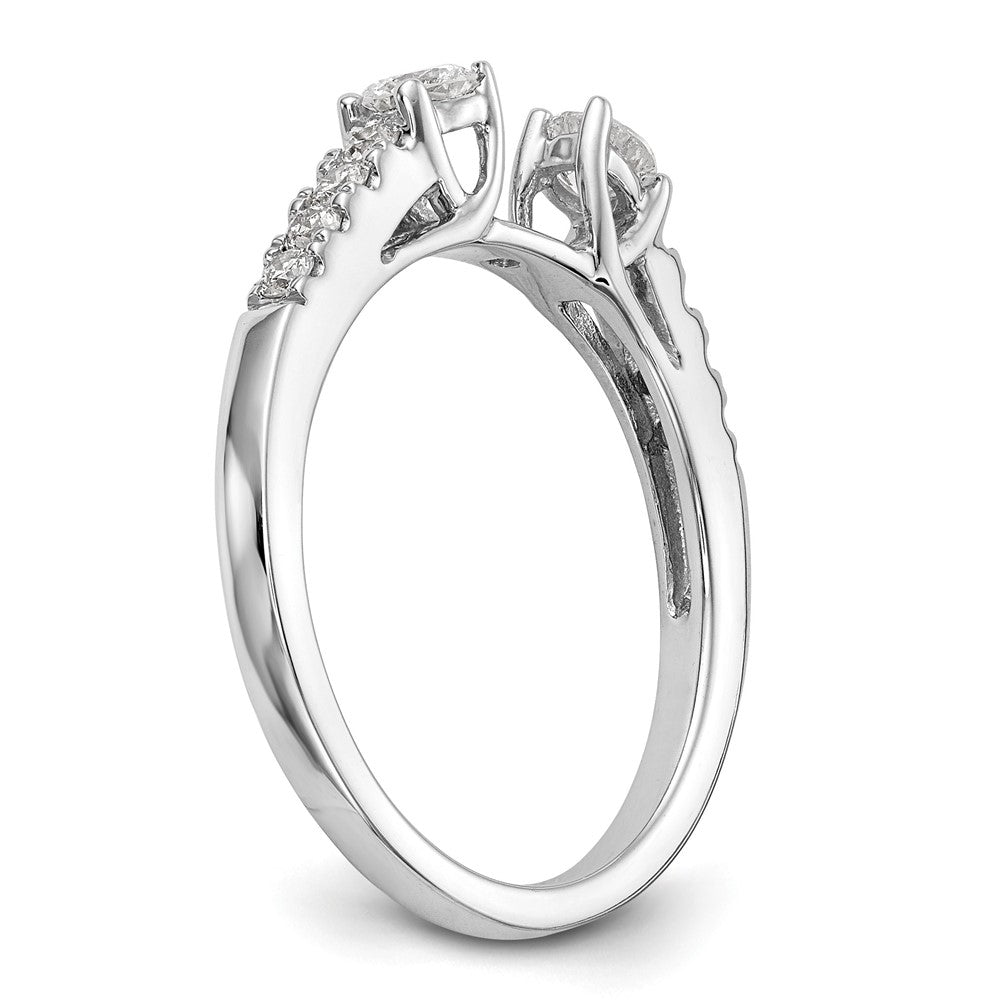 14K White Gold 3-Stone Diamond Peg Set Semi-Mount Engagement Ring