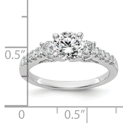 14K White Gold 3 Stone Plus Peg Set Center Diamond Semi Mount Engagement Ring