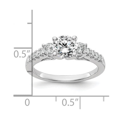 14K White Gold 3-Stone Diamond Peg Set Semi-Mount Engagement Ring