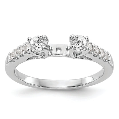 14K White Gold 3 Stone Plus Peg Set Center Diamond Semi Mount Engagement Ring