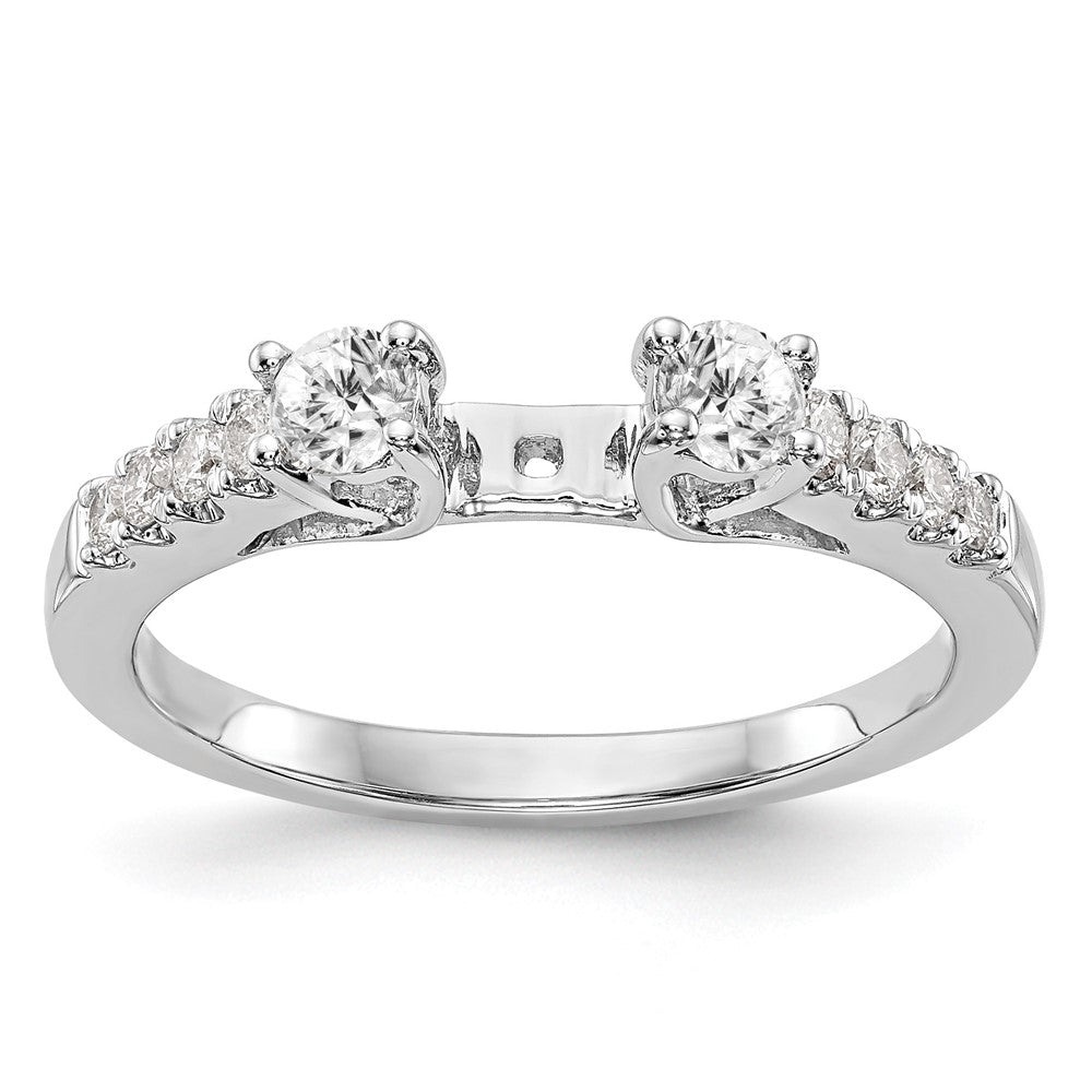 14K White Gold 3-Stone Diamond Peg Set Semi-Mount Engagement Ring