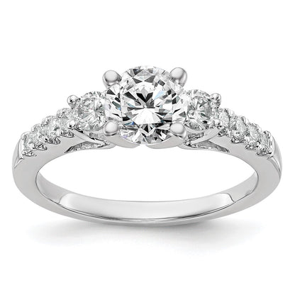 14K White Gold 3-Stone Diamond Peg Set Semi-Mount Engagement Ring