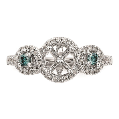 14k White Gold Blue and White Simulated Diamond Engagement Ring