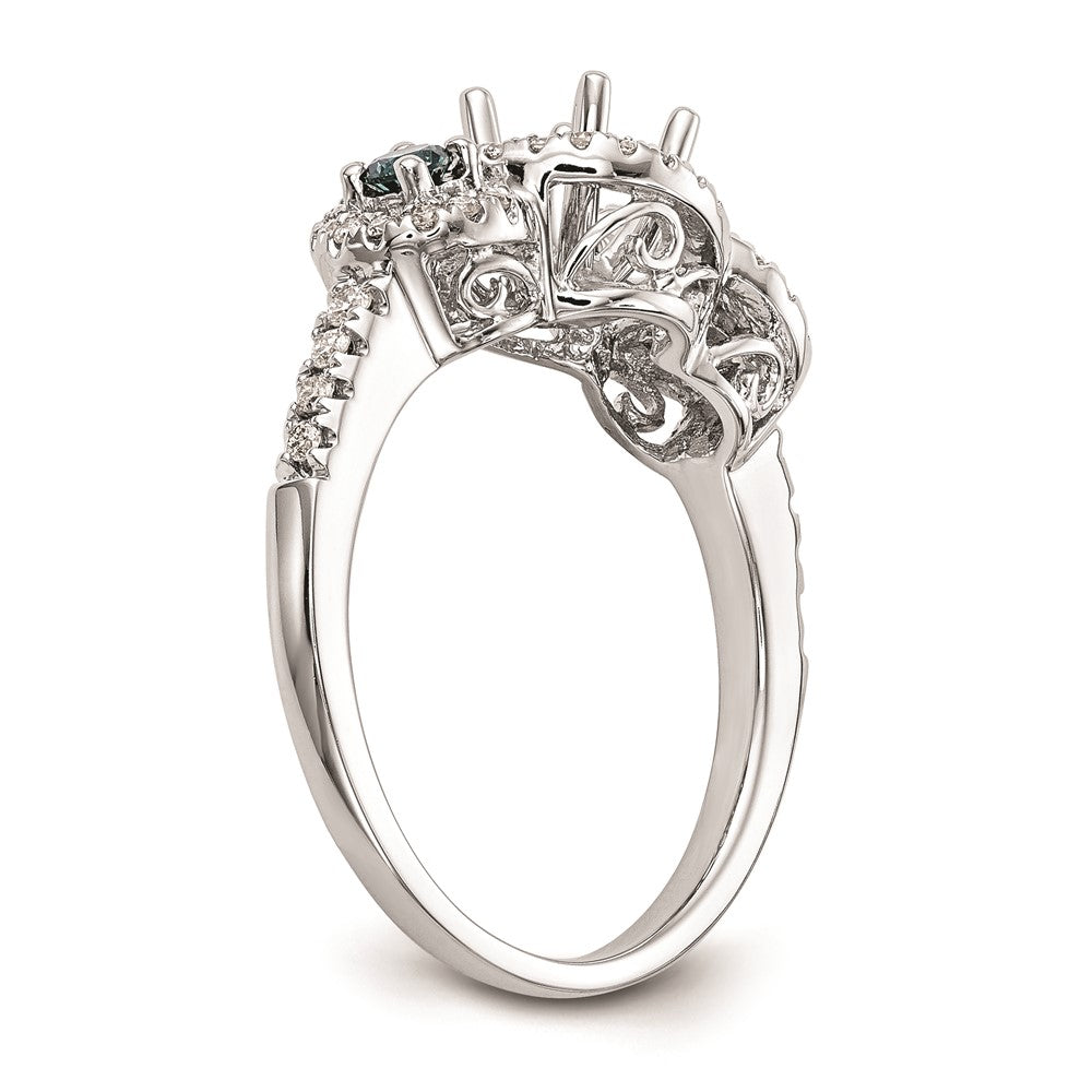 14k White Gold Blue and White Simulated Diamond Engagement Ring