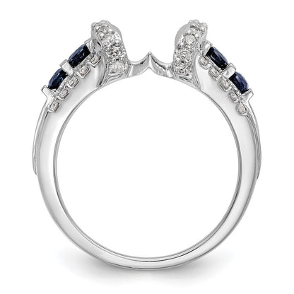 14K White Gold 3/8 Carat Diamond And Blue Sapphire Complete Wrap Ring