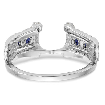 14K White Gold 3/8 Carat Diamond And Blue Sapphire Complete Wrap Ring