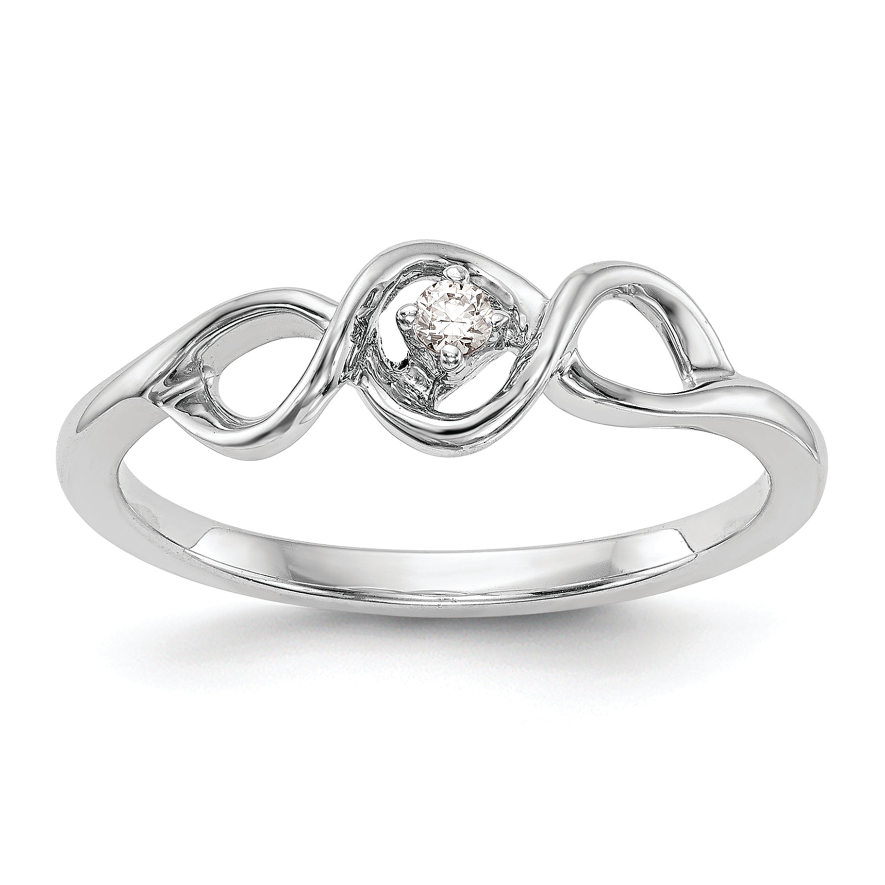 14K White Gold First Promise 1/20 Carat Round Diamond Complete Promise/Engagement Ring